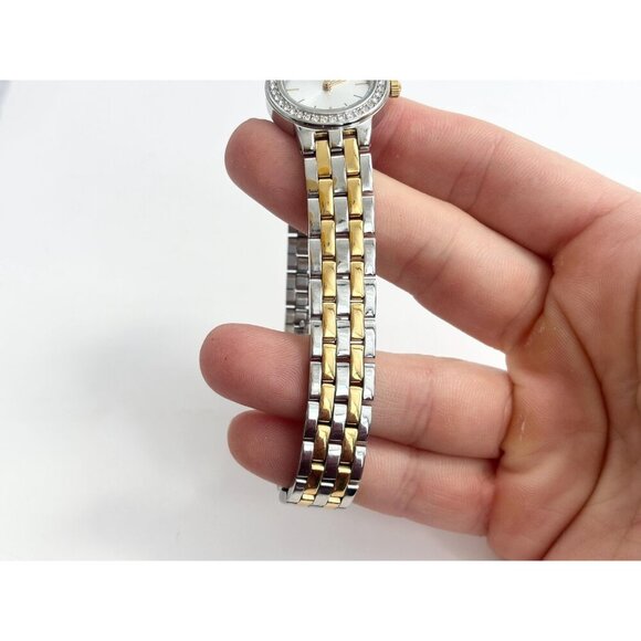 Citizen Dual Silver & Gold Toned Rhinestone Vintage Wristwatch - 17mm - WORKS! - Picture 6 of 9